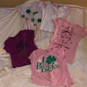 Little girls short sleeve shirts - five together.